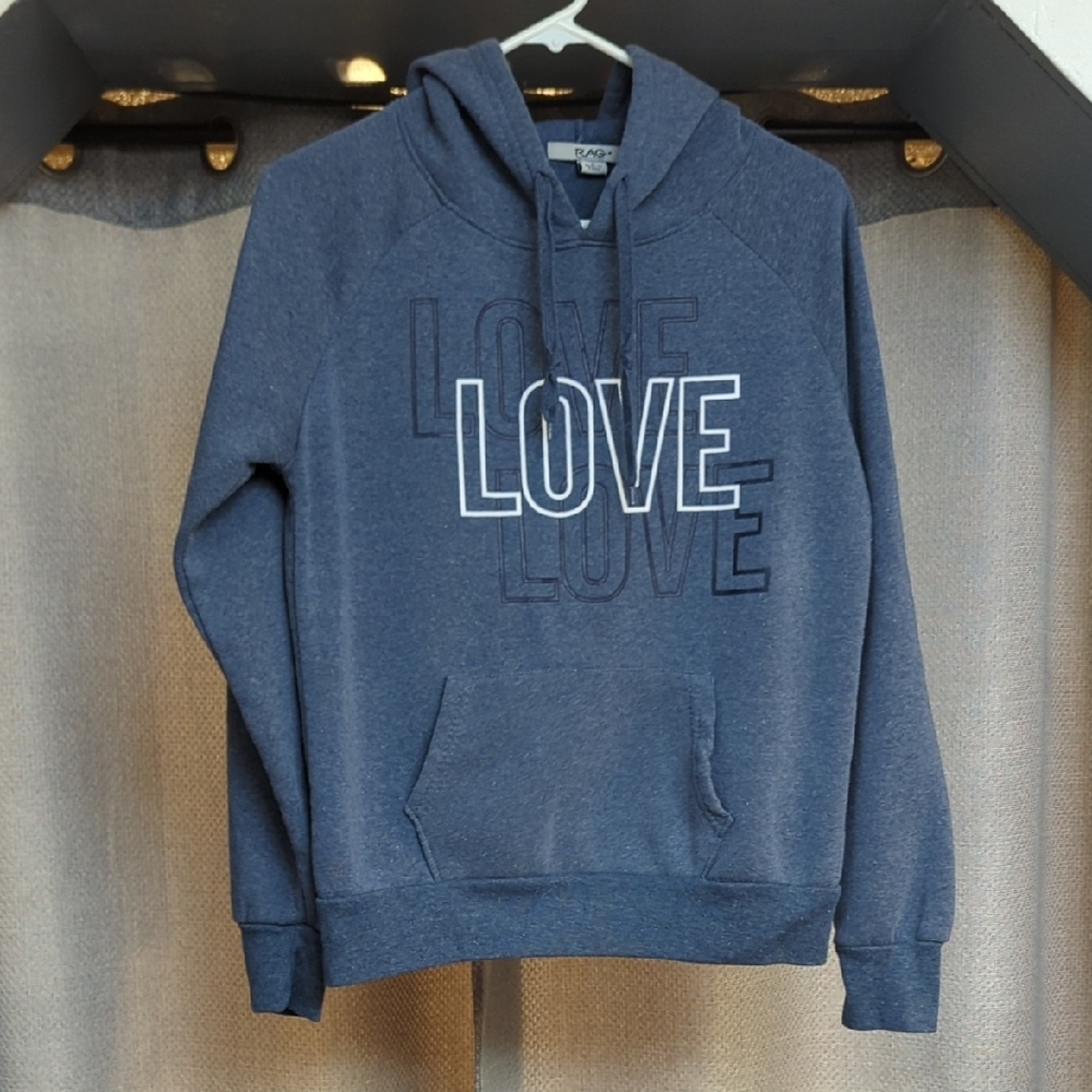 Navy Love Print Hoodie